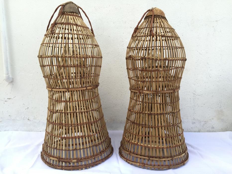 TRADITIONAL FISH TRAP 770mm (One Pair) Bubu Lantai Rattan Lure Bait Trap Outdoor Fishing