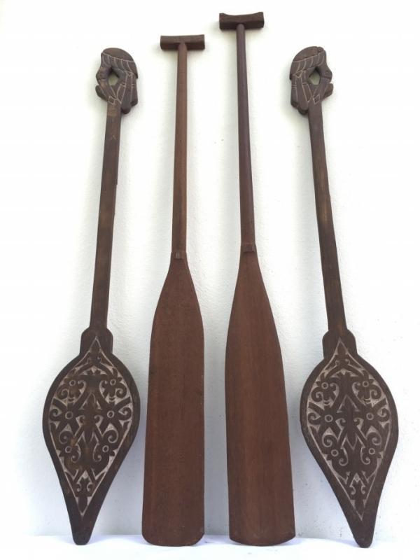 FOUR FANTASTIC Tribal PADDLE Regatta Kayak Water Sport Carved Wood Native Artwork