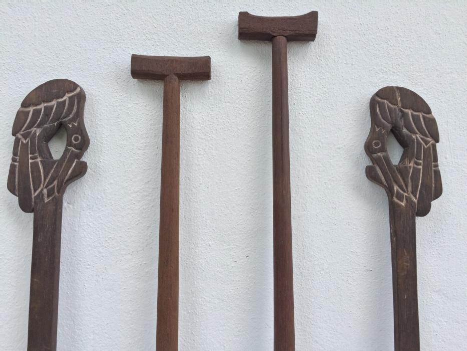 FOUR FANTASTIC Tribal PADDLE Regatta Kayak Water Sport Carved Wood Native Artwork