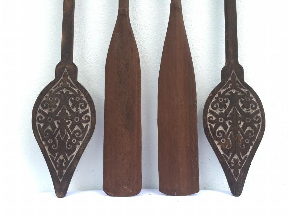 FOUR FANTASTIC Tribal PADDLE Regatta Kayak Water Sport Carved Wood Native Artwork