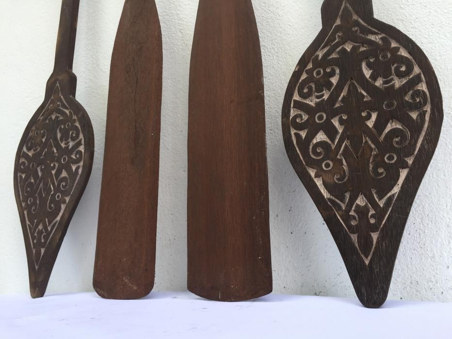 FOUR FANTASTIC Tribal PADDLE Regatta Kayak Water Sport Carved Wood Native Artwork