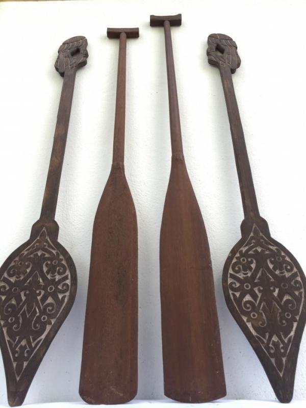 FOUR FANTASTIC Tribal PADDLE Regatta Kayak Water Sport Carved Wood Native Artwork