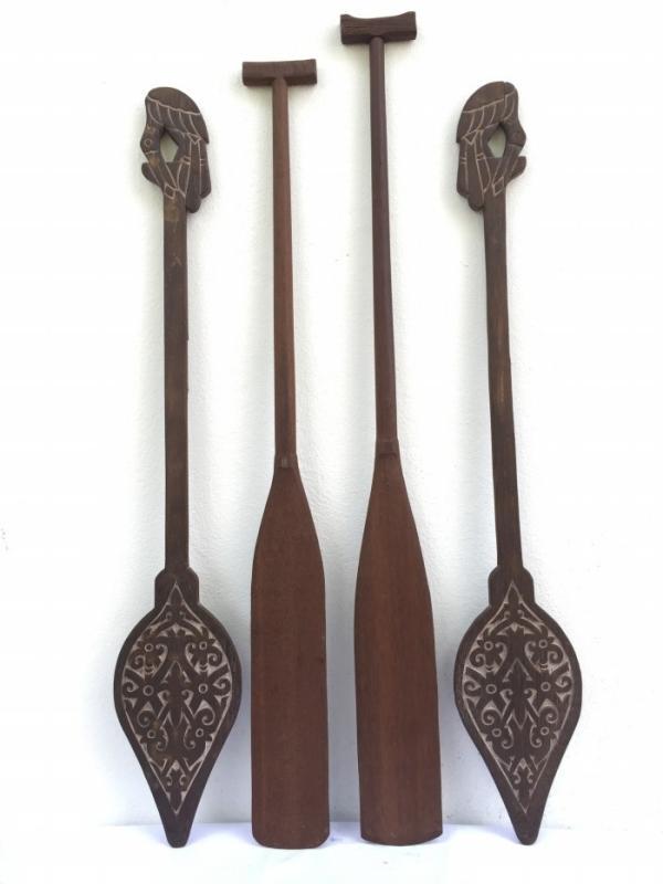 FOUR FANTASTIC Tribal PADDLE Regatta Kayak Water Sport Carved Wood Native Artwork