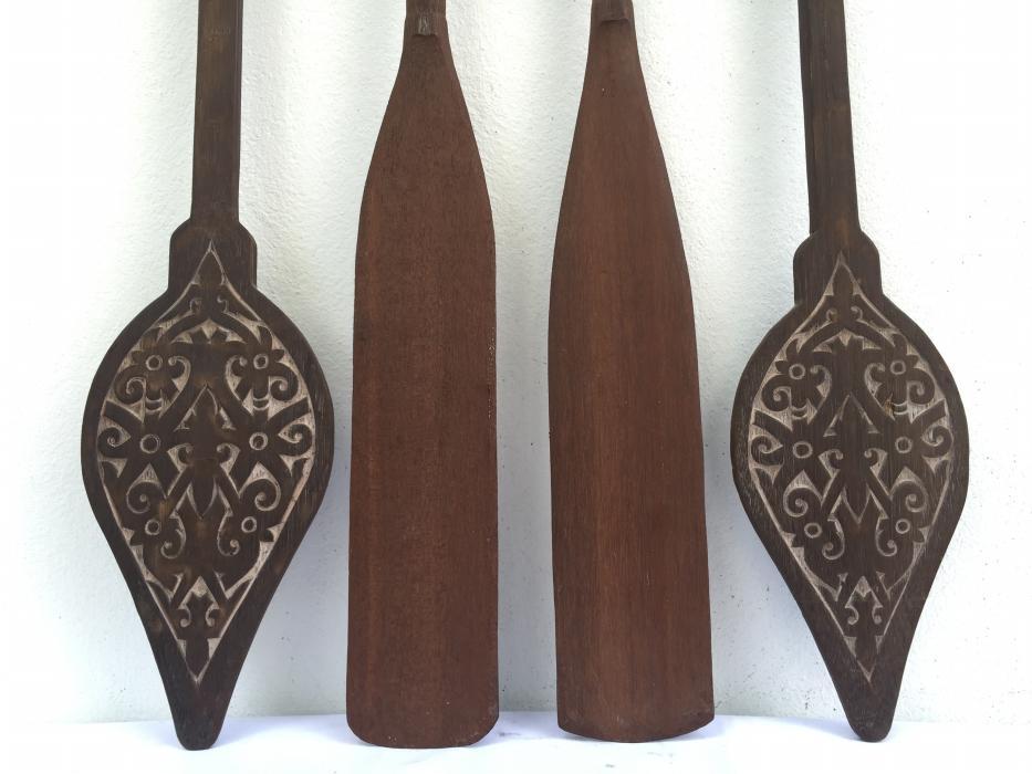 FOUR FANTASTIC Tribal PADDLE Regatta Kayak Water Sport Carved Wood Native Artwork