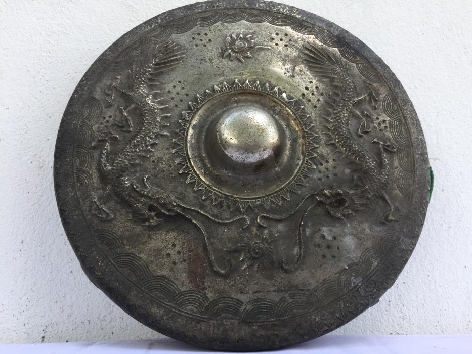 NAGA GONG 340mm WATERY Creatures Antique Brass Drum Wealth Heirloom Feng Shui