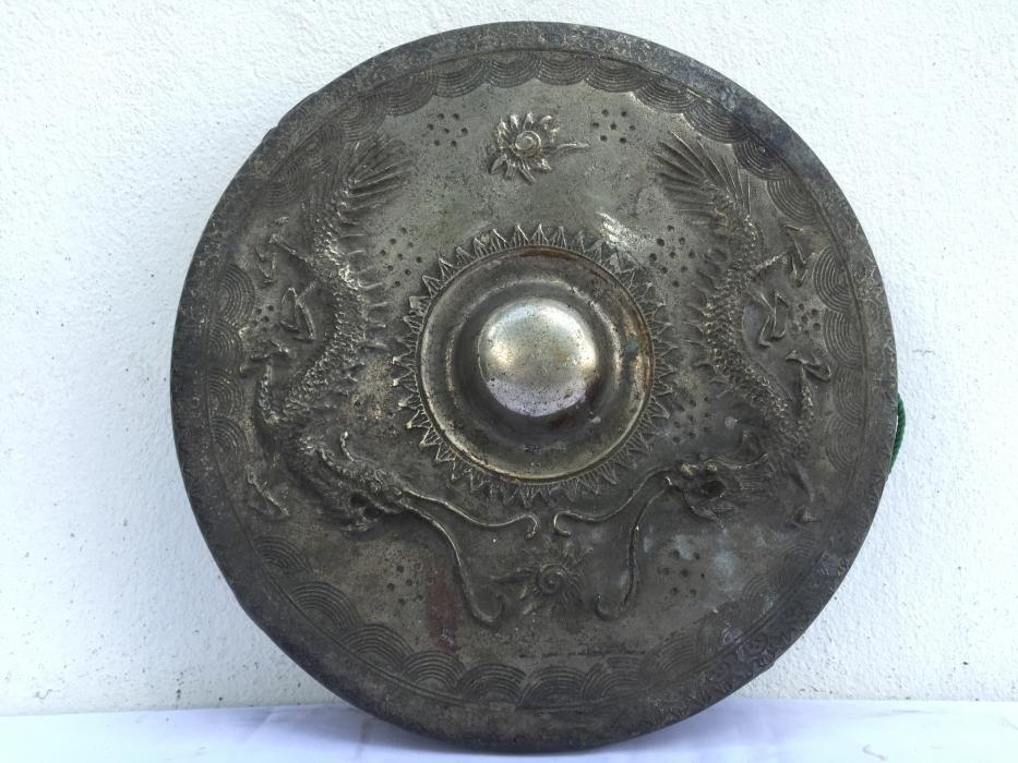 NAGA GONG 340mm WATERY Creatures Antique Brass Drum Wealth Heirloom Feng Shui