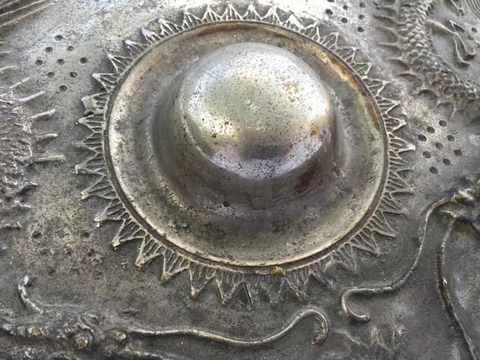 NAGA GONG 340mm WATERY Creatures Antique Brass Drum Wealth Heirloom Feng Shui