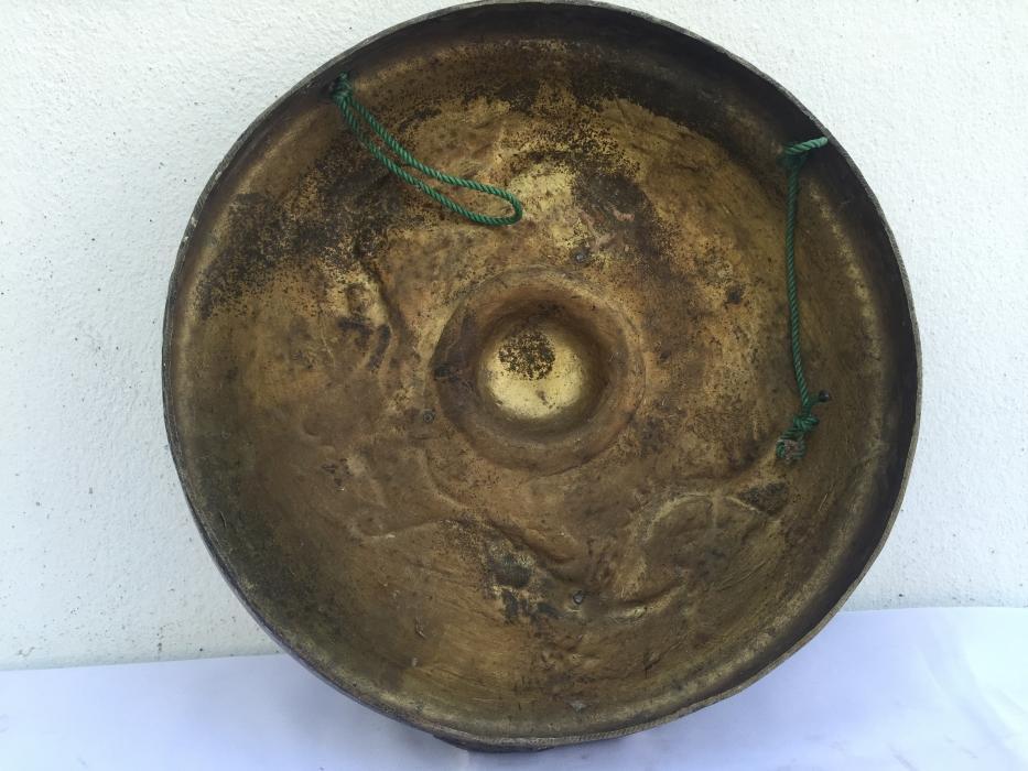NAGA GONG 340mm WATERY Creatures Antique Brass Drum Wealth Heirloom Feng Shui
