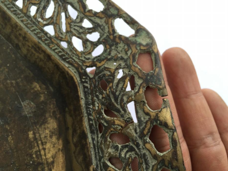 OCTAGONAL 430mm BRASS TRAY Antique Wedding Heirloom Food Dish Plate Exquisite Wealth Display