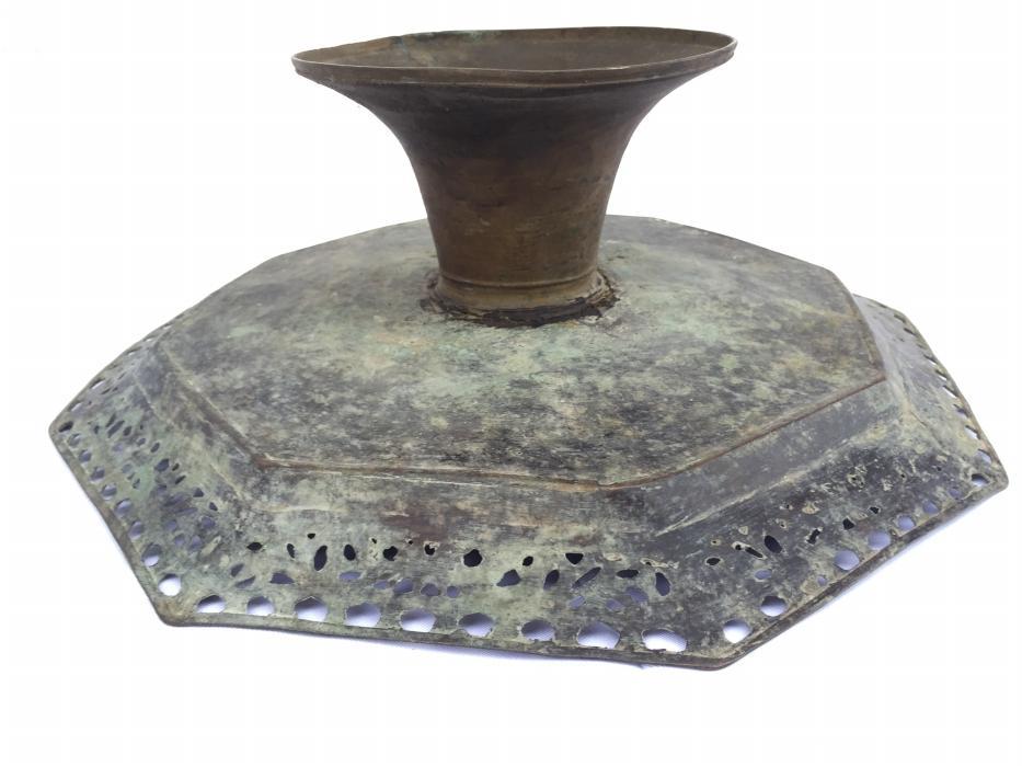OCTAGONAL 430mm BRASS TRAY Antique Wedding Heirloom Food Dish Plate Exquisite Wealth Display