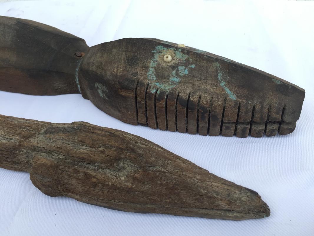 TONGGOK DAYAK 850mm POLE Crocodile Spiritual Guardian Reptile Animal Sculpture Icon