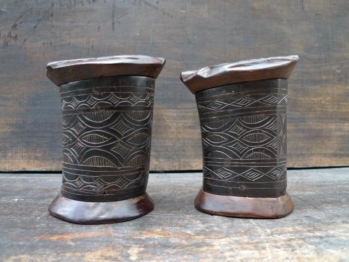 CATTLE HORN One Pair 120mm TORAJA JEWELRY BOX CONTAINER Ancestral Figure Statue