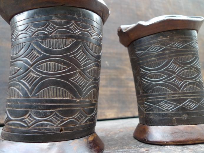 CATTLE HORN One Pair 120mm TORAJA JEWELRY BOX CONTAINER Ancestral Figure Statue