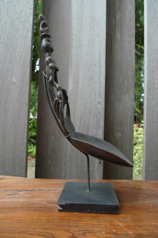 RARE XXL SPOON 240mm CATTLE HORN Native Scoop Expensive Kitchen Ware Artifact #3