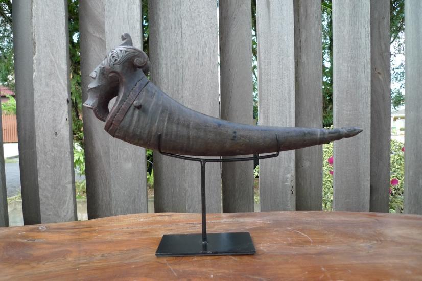 NAGA MORSARANG 320mm OLD HORN CONTAINER Statue Chamber Sculpture Figure BATAK
