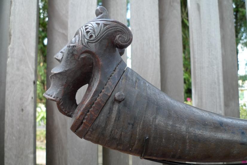 NAGA MORSARANG 320mm OLD HORN CONTAINER Statue Chamber Sculpture Figure BATAK