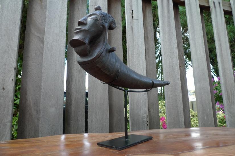NAGA MORSARANG 320mm OLD HORN CONTAINER Statue Chamber Sculpture Figure BATAK