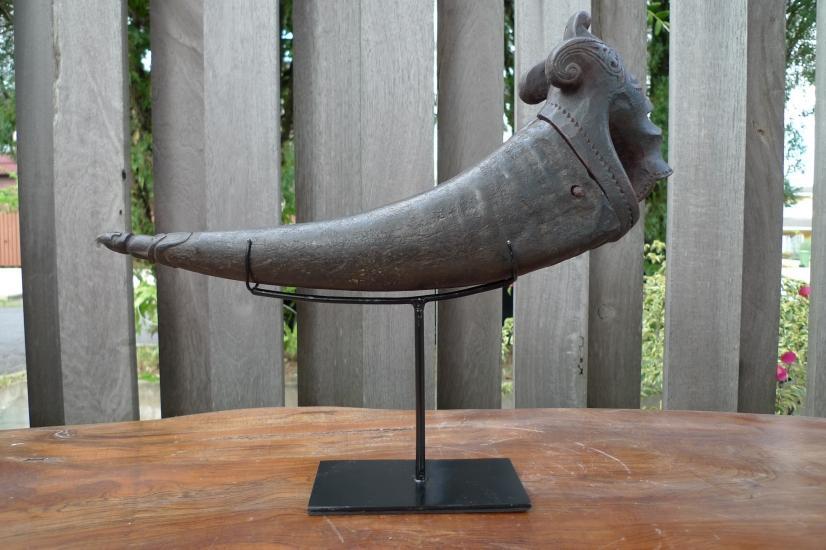 NAGA MORSARANG 320mm OLD HORN CONTAINER Statue Chamber Sculpture Figure BATAK