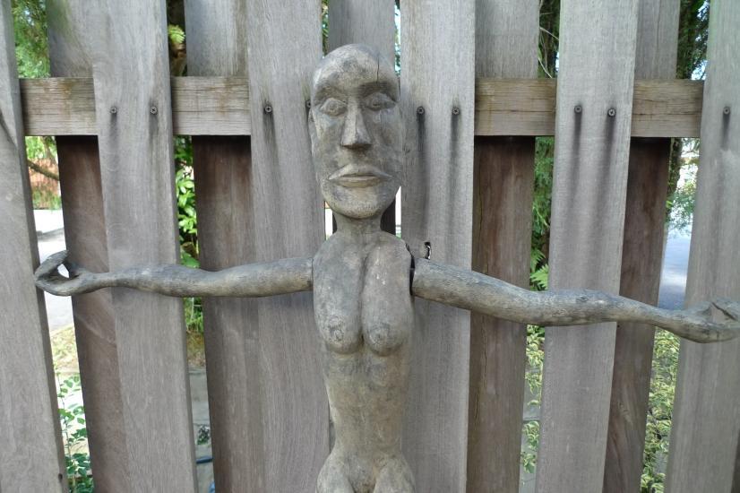 DAYAK BAHAU 830mm FEMALE BREAST FIGURE Dyak Antique Statue Sculpture Native Asia
