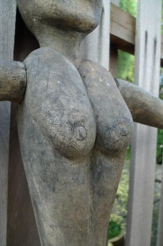DAYAK BAHAU 830mm FEMALE BREAST FIGURE Dyak Antique Statue Sculpture Native Asia