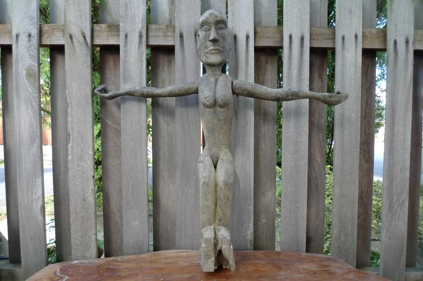DAYAK BAHAU 830mm FEMALE BREAST FIGURE Dyak Antique Statue Sculpture Native Asia