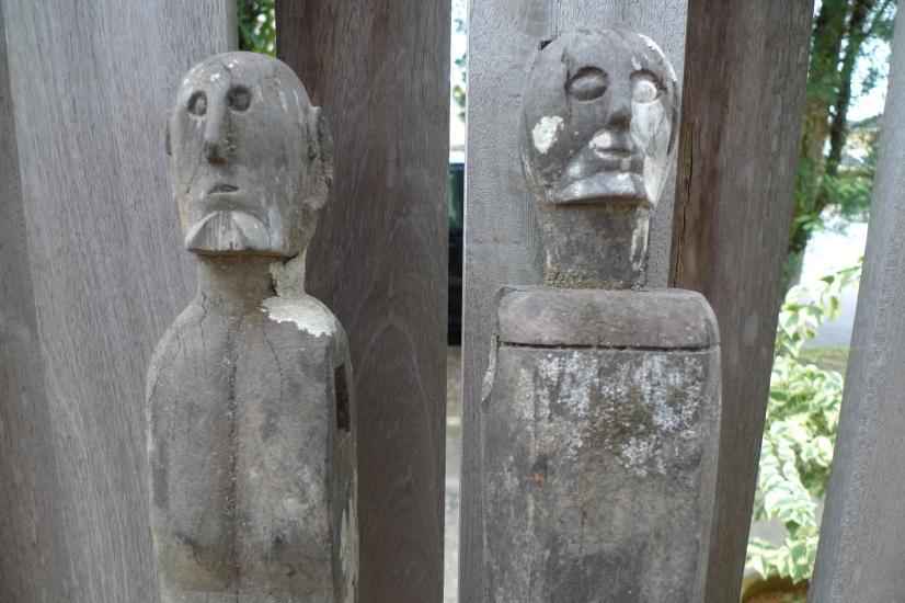 MALE & FEMALE GUARDIAN 610-620mm STATUE Dayak Sculpture Antique Figure IRONWOOD