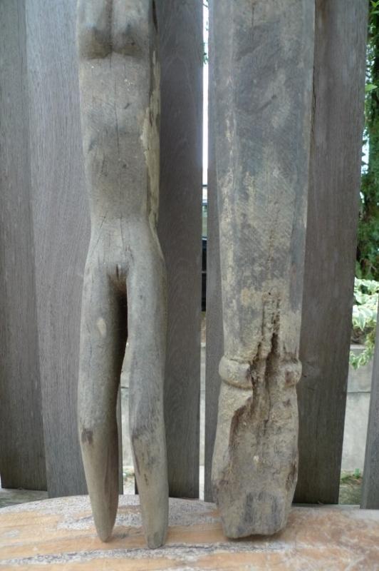 MALE & FEMALE GUARDIAN 610-620mm STATUE Dayak Sculpture Antique Figure IRONWOOD