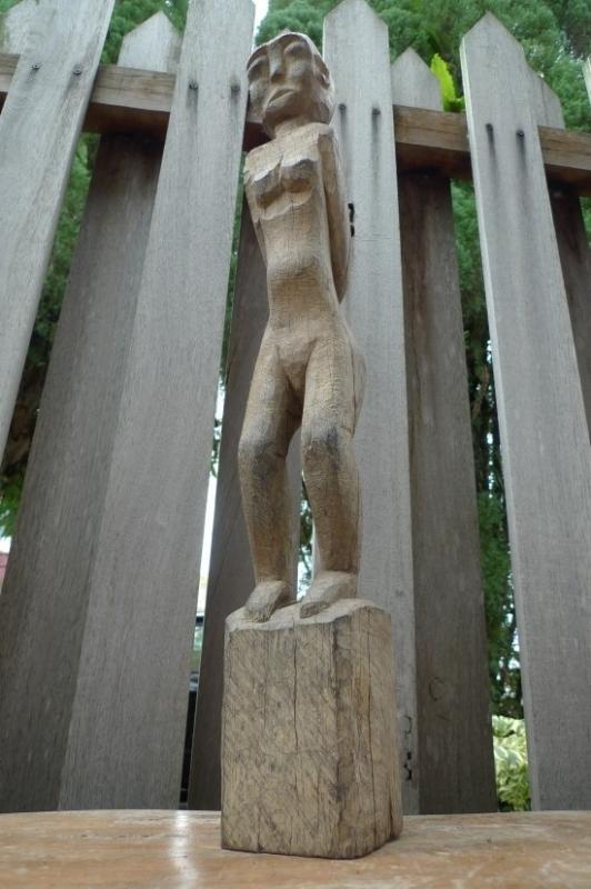 OLD 630mm DAYAK KAYAN STATUE Billion Wood Figure FEMALE Sculpture Native Borneo