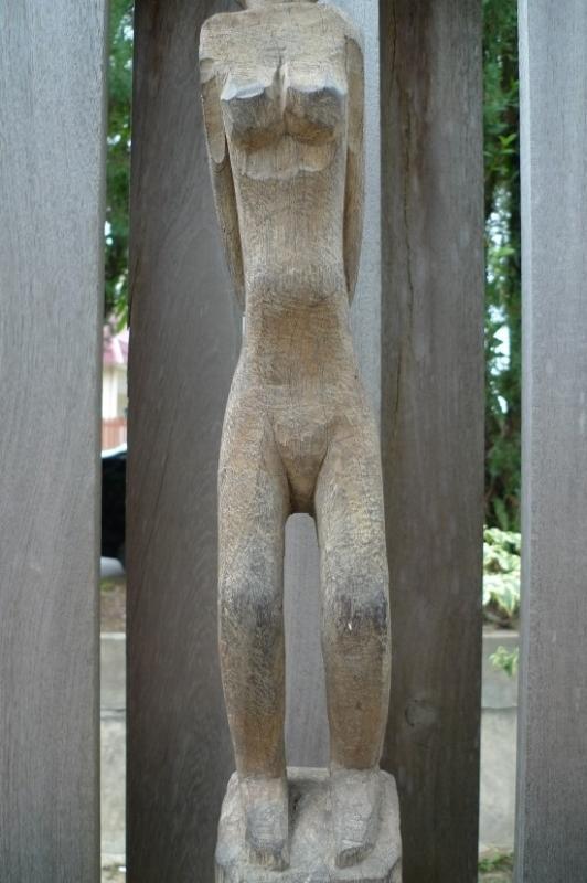 OLD 630mm DAYAK KAYAN STATUE Billion Wood Figure FEMALE Sculpture Native Borneo