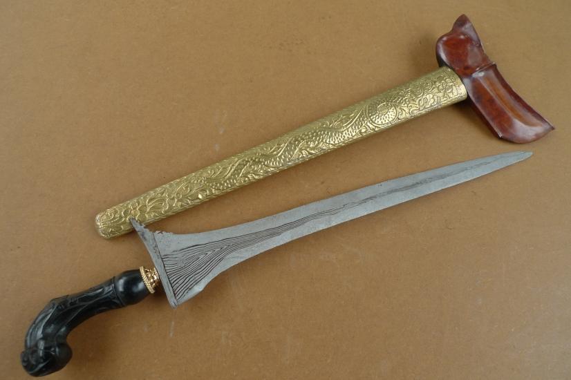 (KERIS PANCURAN EMAS) AGED STRAIGHT BLADE Knife Weapon Sword Dagger Kriss Kris