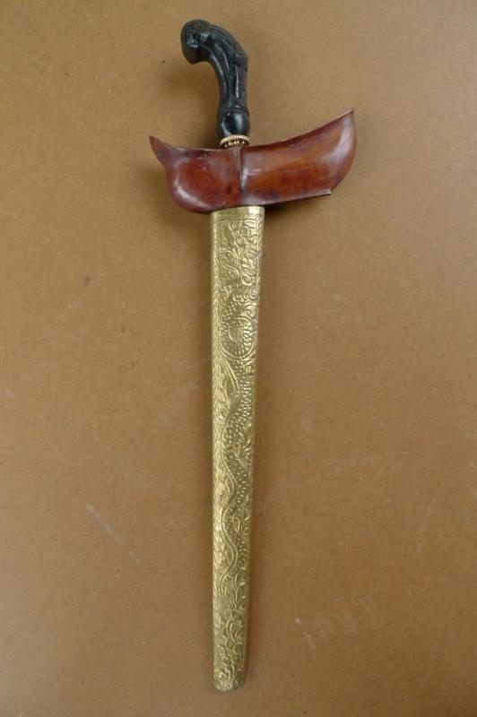(KERIS PANCURAN EMAS) AGED STRAIGHT BLADE Knife Weapon Sword Dagger Kriss Kris