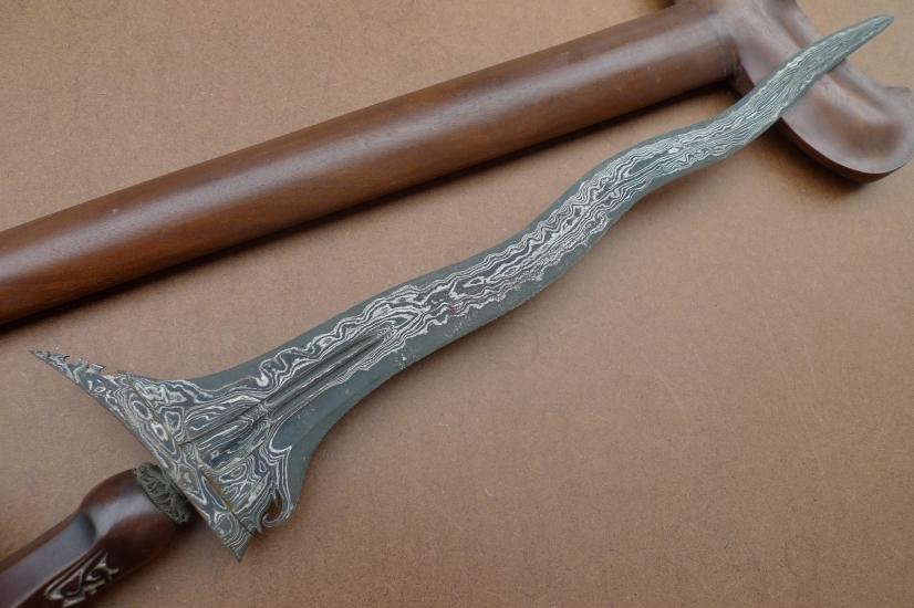 LUK 5 BLADE 520mm WATERMELON SKIN KERIS Weapon Knife Dagger Sword Kris Pedang