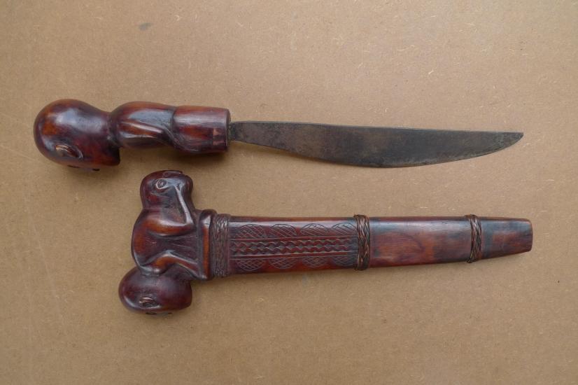 BATAK DAGGER 14.2/360mm KNIFE Wood Figure Statue Weapon Sword Tribal Artifact