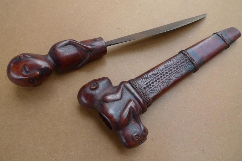 BATAK DAGGER 14.2/360mm KNIFE Wood Figure Statue Weapon Sword Tribal Artifact