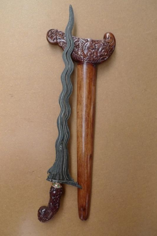 D.) KRIS Gabilan Madura 13 Luk BLACK MAGIC (Pamor ADEQ) Knife Weapon Sword Keris