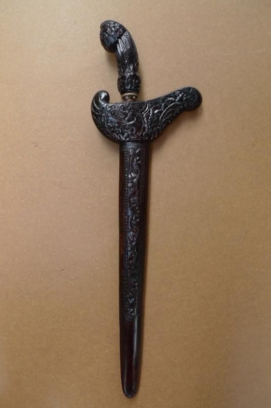 E.) KRIS Gabilan Madura 11 Luk BLACK MAGIC (Pamor ADEQ) Knife Weapon Sword Keris