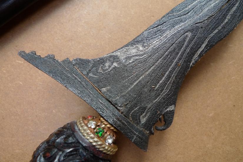 E.) KRIS Gabilan Madura 11 Luk BLACK MAGIC (Pamor ADEQ) Knife Weapon Sword Keris