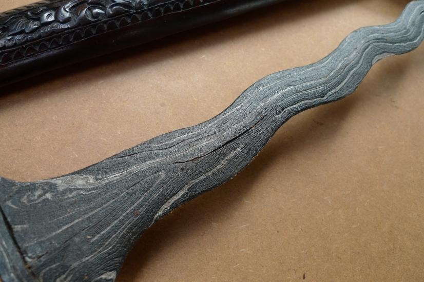 E.) KRIS Gabilan Madura 11 Luk BLACK MAGIC (Pamor ADEQ) Knife Weapon Sword Keris