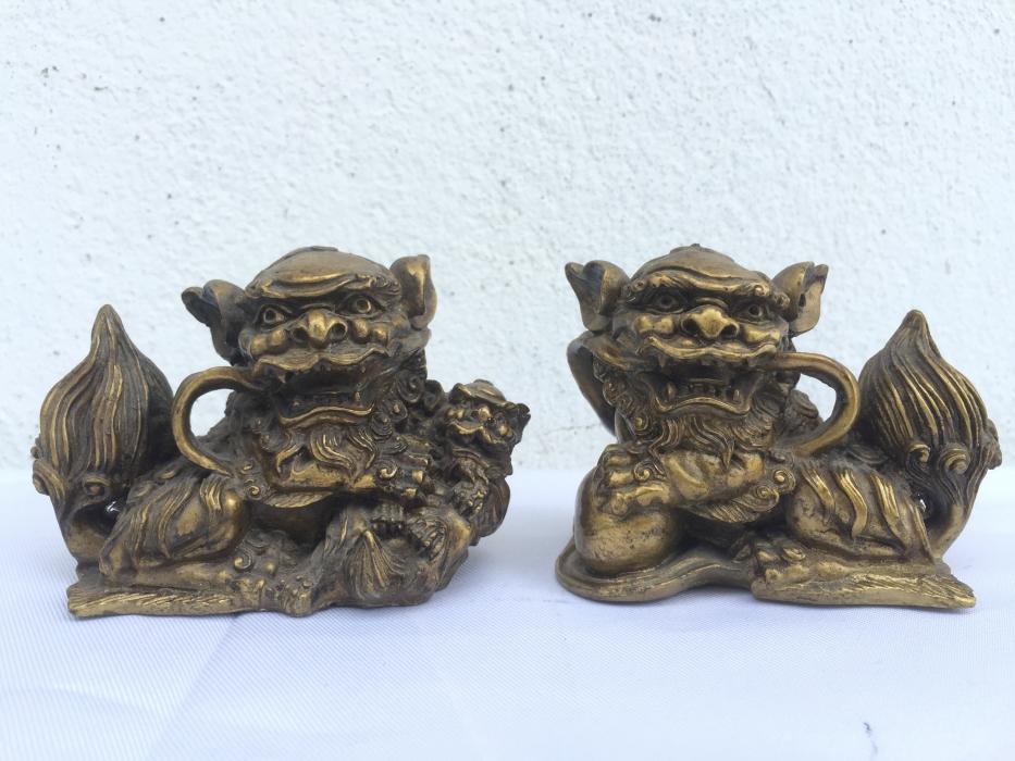 FENG SHUI (One Pair) SHI SHI FU FOO DOG Chinese Guardian Lions Office Paperweight