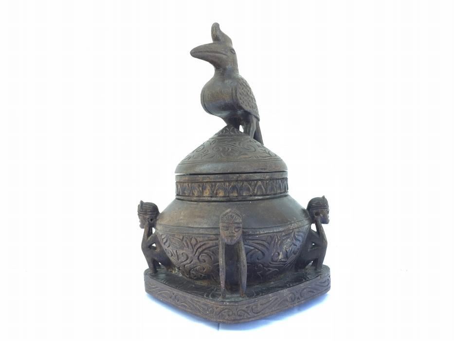 AUTHENTIC ANTIQUE 5.7 lb Shaman Medicine Box Container Statue Sculpture