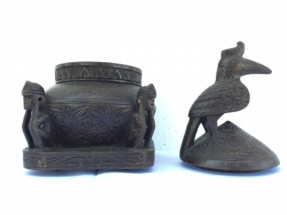 AUTHENTIC ANTIQUE 5.7 lb Shaman Medicine Box Container Statue Sculpture