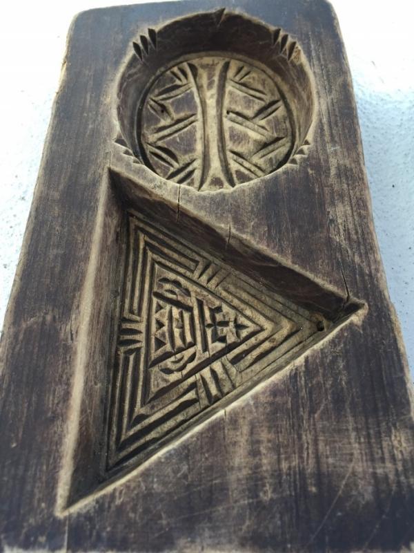 #3 CHINESE CAKE MOLD ANTIQUE Biscuit Maker South Asia Food CAST FRAME STAMP CHOP