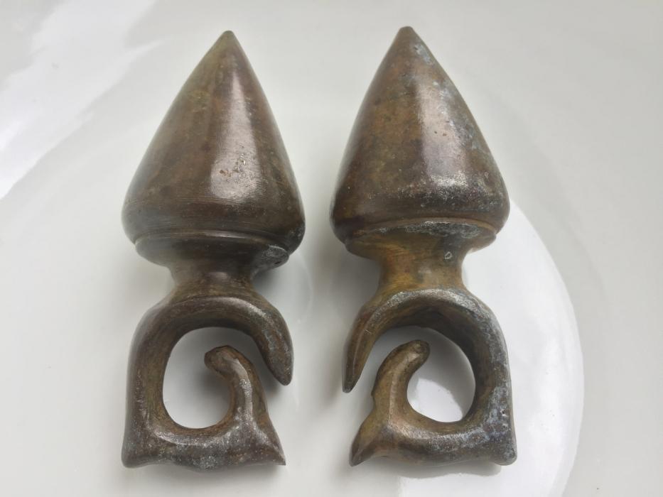 EXTREME EAR WEIGHT 380g ANTIQUE EARRING PAIR Dayak Tribe Ornament Brass Jewelry