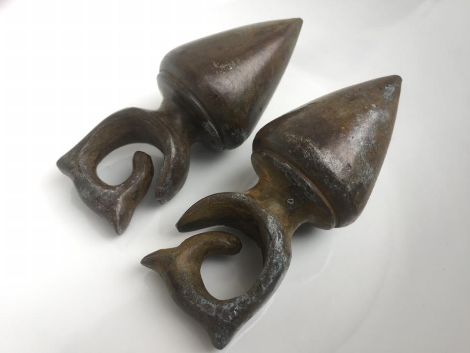 EXTREME EAR WEIGHT 380g ANTIQUE EARRING PAIR Dayak Tribe Ornament Brass Jewelry