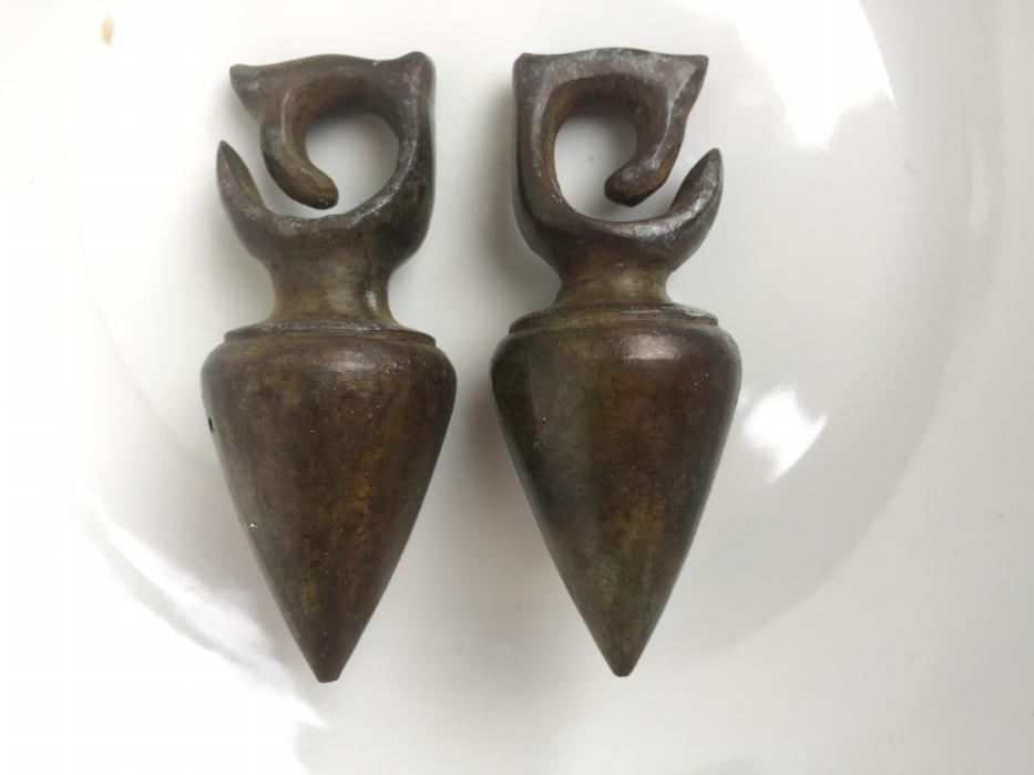 EXTREME EAR WEIGHT 380g ANTIQUE EARRING PAIR Dayak Tribe Ornament Brass Jewelry