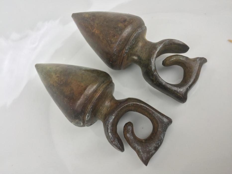 EXTREME EAR WEIGHT 380g ANTIQUE EARRING PAIR Dayak Tribe Ornament Brass Jewelry