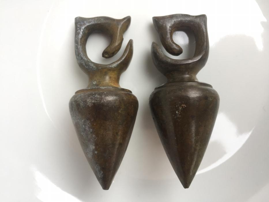 EXTREME EAR WEIGHT 380g ANTIQUE EARRING PAIR Dayak Tribe Ornament Brass Jewelry