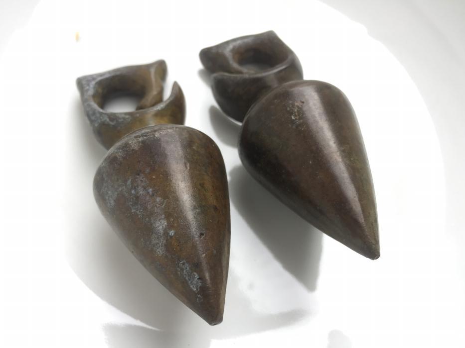 EXTREME EAR WEIGHT 380g ANTIQUE EARRING PAIR Dayak Tribe Ornament Brass Jewelry