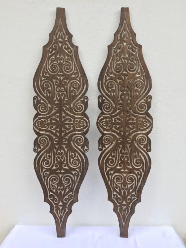 ONE PAIR Carved Wooden Shield Tribal Native Head hunter Tribe Borneo Dayak ARMOR