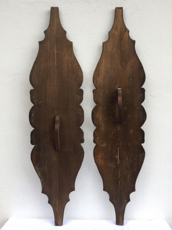 ONE PAIR Carved Wooden Shield Tribal Native Head hunter Tribe Borneo Dayak ARMOR
